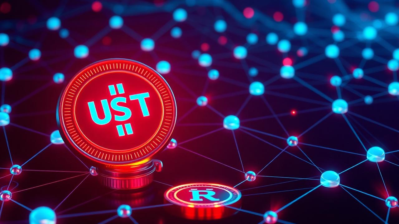 Representação de blockchain e transferências de USDT
